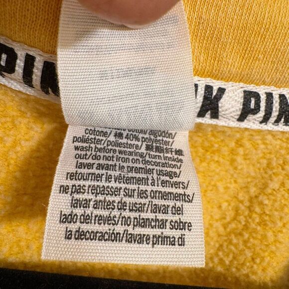 PINK Victorias Secret Golden Yellow Antiqued Quarter Zip Sweater Medium - Picture 6 of 6
